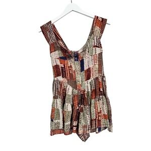Vanessa Mooney‎ Elizabeth Silk Patchwork Tiered Mini Dress Size S